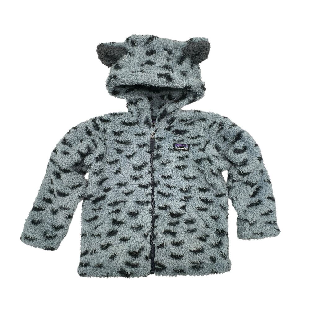 Patagonia Baby Furry Friends Hoody Snowy Light Plume Grey Dot‎ Zip Up Jacket 2T